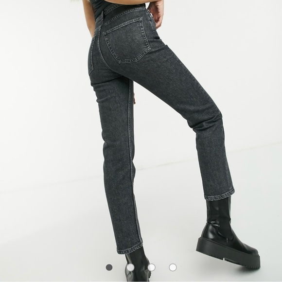 & Other Stories Straight Leg Acid Wash Jeans 26 Paris 90s y2k Retro Black Denim - Picture 1 of 11